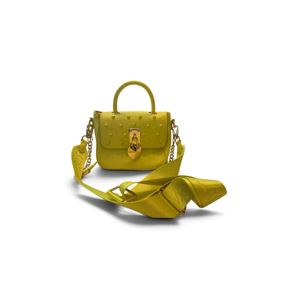 Betsey Johnson Citron Green Yellow Crossbody Purse Gold Heart Lockett